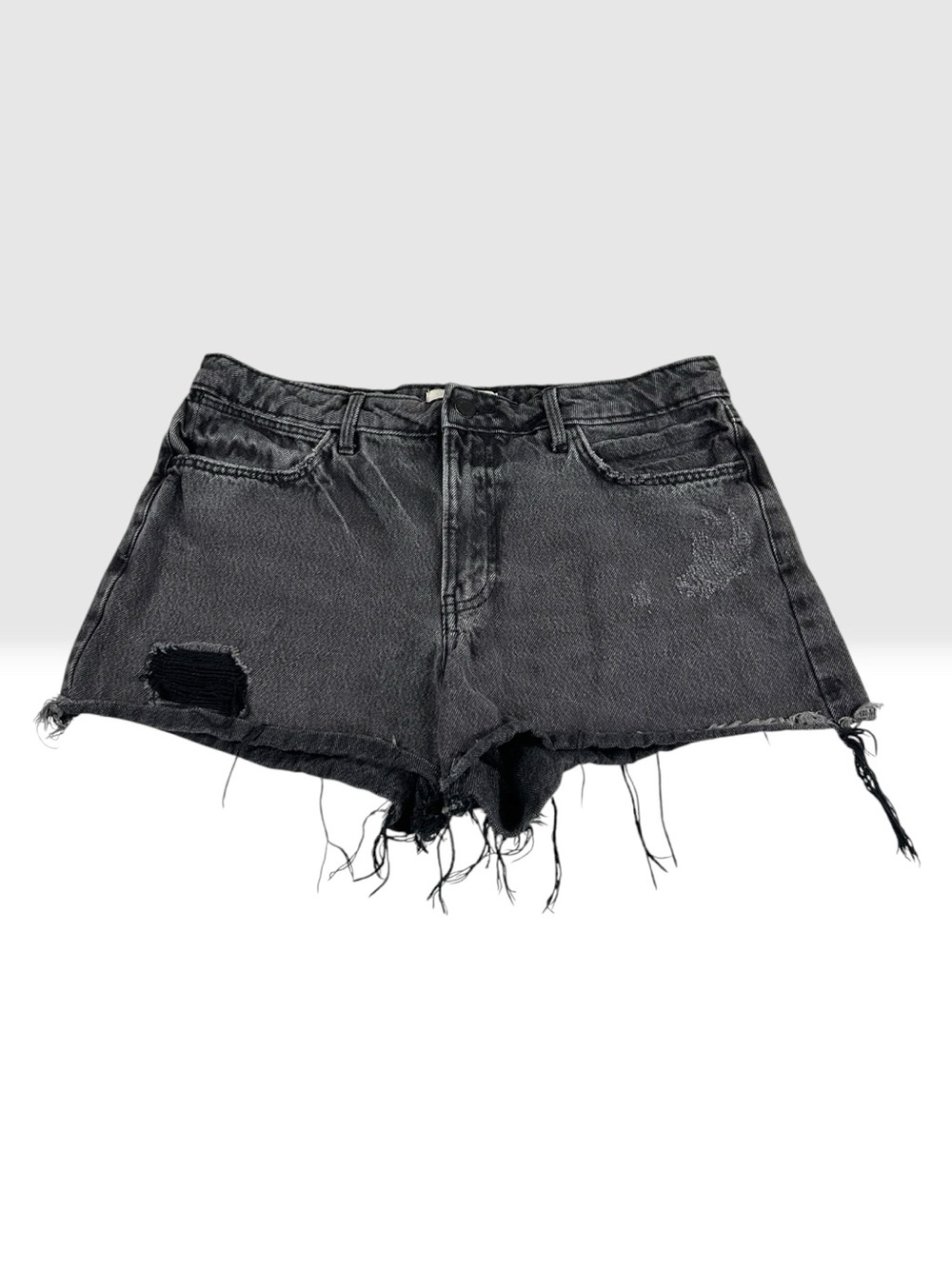 Wrangler Black Denim Cutoff Shorts Women 8 Distressed Frayed Y2K Grunge Mid Rise